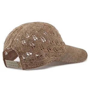 Berretto da baseball in maglia traforata color kaki con chiusura regolabile per le donne