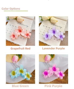 Translucent gradient plumeria flower hair claws in multiple candy colors for summer