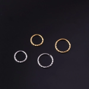 Anelli per naso in acciaio inox con motivo a spiga in oro e argento, 1.2x8/10mm