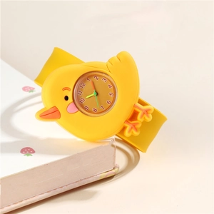 Children Cartoon Chick Slap Watch 3D Animal Analog Quartz Wristwatch Silicone Soft Band Kindergarten Gift For Boys Girls