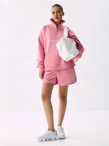 Sweatshirt À Demi Fermeture Éclair Pour Femme Et Pantalon Manches Longues Ample Coton Broderie Vintage Sportif