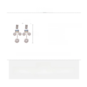 Detailed size chart and material specs for shell pearl drop earrings measuring 7x2.5cm