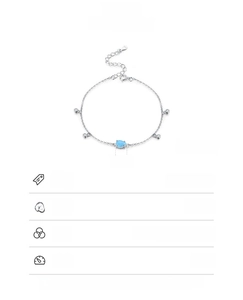 Détail du bracelet en argent 925 avec pierre bleue en goutte et dimensions précises