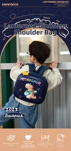 Detail of the 3D dinosaur pattern with LED light and S-shaped wide shoulder straps