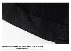 Detail of widened sweatband on black baseball cap with fine stitching and flat seams
