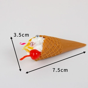 Realistic ice cream sundae cone keychain charm with size dimensions 7.5cm by 3.5cm