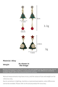 Details zu Weihnachtsbaum-Ohrringen mit roten Perlen und Schneeflocken-Design aus Legierung