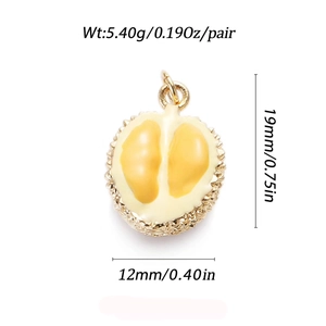 Detailed view of gold durian pendant with 19x12mm dimensions and 5.4g weight specifications