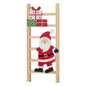 Christmas wooden ladder decor with Santa Claus and red gift boxes for holiday tree decoration
