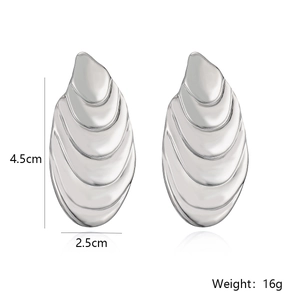 Detailed view of silver water drop earrings with dimensions 4.5cm by 2.5cm and 16g weight