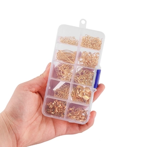 Handheld 10-compartment storage box with gold-plated DIY jewelry making components