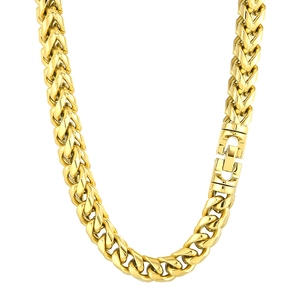 Polished gold stainless steel keel chain necklace with rotating jewelry clasp for men
