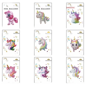 Large Unicorn Aluminum Foil Balloon Cartoon Rainbow Gradient Automatic Sealing For Birthday Party Decorations Childrens Day