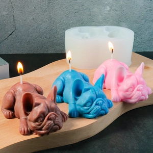 DIY silicone mold for cute pug candles with highly detailed textured finish