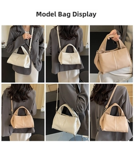 Detailed views of women's crossbody bag showing handbag hand-carried and shoulder styles