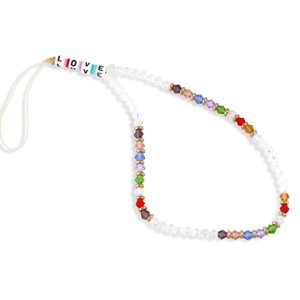 Dragonne De Téléphone Perles Acrylique Cristal Coloré Lettre Love Charme Pour Femmes Filles Tendance