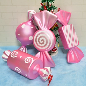 Pink and white painted Christmas candy ornaments set for festive home decor and parties