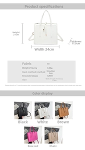 Dimensions détaillées et options de couleurs pour le grand sac à main en cuir PU