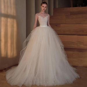 Ivory White Lace Wedding Dress French Large Train Spaghetti Strap Vintage Slim Fit Tulle Bridal Gown Women