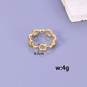 Elegante anello a catena placcato oro 18 carats in acciaio inossidabile stile naso di maiale