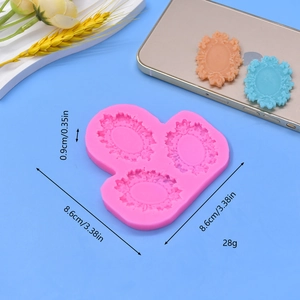 European vintage frame silicone mold with floral relief for DIY cake decorating