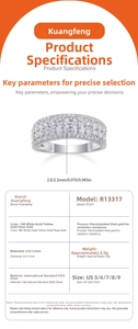 Detailed spec sheet for S925 sterling silver multi-row moissanite eternity wedding ring