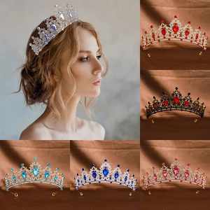 Baroque Bridal Tiara Vintage Rhinestone Crystal Crown Luxury Wedding Birthday Hair Accessories Elegant Headpiece For Women