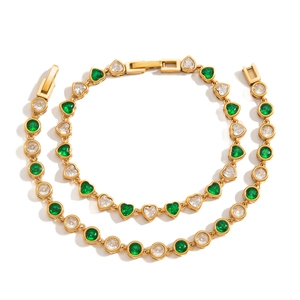 Exquisite gold-plated titanium steel bracelets with green and white zircon gemstones