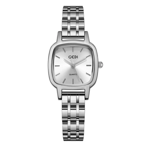 Orologio al quarzo quadrato argento da donna con quadrante minimale e cinturino in acciaio