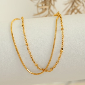Layered Bracelet Stainless Steel Snake Bone Chain Bead Design Minimalist Jewelry For Women