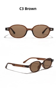 Detailed view of translucent brown vintage round sunglasses with silver arrow accents