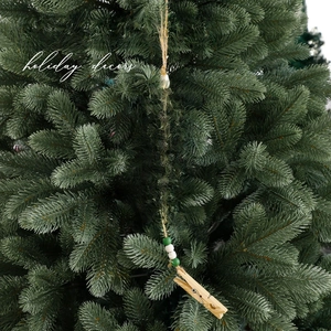 Christmas tree wooden clip ornament with Merry Christmas text and natural hemp rope