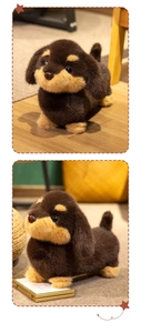 Gros plan détaillé d'une peluche de teckel douce avec une texture de fourrure brune réaliste