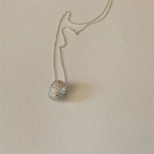 925 sterling silver cylinder necklace with sparkling pave zircons and hollow design