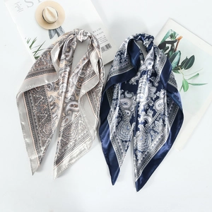 Vintage Paisley Print Satin Square Scarf For Women Floral Decorative Headband Neck Scarf Holiday Fashion Hair Accessory