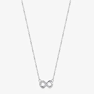 Collier Infini En Argent Sterling 925 Avec Zirconium Pendentif Minimaliste Bijoux Pour Femmes