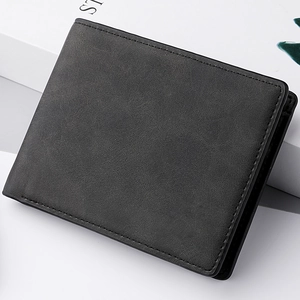 Classic black bifold leather wallet for men with a minimalist business style design