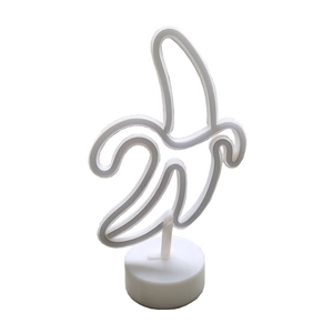 Banana neon light sign with stable white base for bedroom desk and holiday decoration