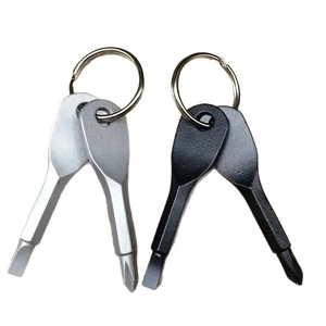 Set portachiavi cacciavite portatile in nero e argento con punte piatte e a croce in metallo