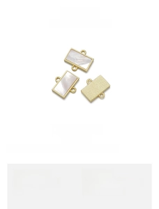 Size guide for rectangular shell charm made of 18K gold plated copper, 13x12mm dimensions