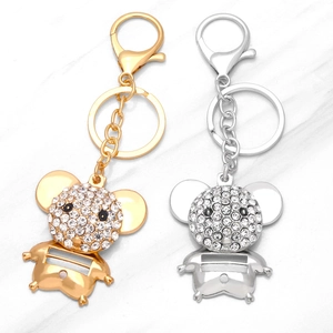 Sparkling Rhinestone Mouse Keychain Alloy Animal Bag Charm Pendant For Women Cute Fashion Jewelry Gift Accessory