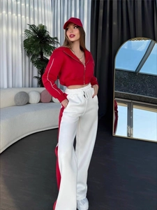 Ensemble Sweat À Capuche Et Pantalon En Coton Pour Femmes Survêtement À Manches Longues Fermeture Éclair Color Block