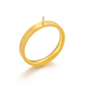 Detailed view of a gold stainless steel ring setting with screw pin for jewelry making