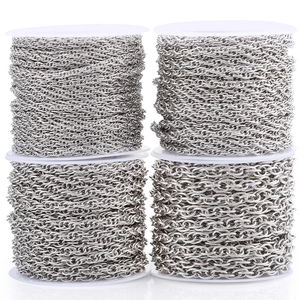 Silver stainless steel double weave oval chain rolls for DIY jewelry necklaces and bracelets
