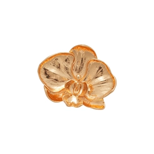 Elegant gold orchid flower brooch with realistic textured petals and minimalist metal design