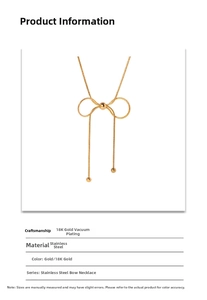 Detail of 18K gold vacuum plated stainless steel butterfly necklace with ball charms