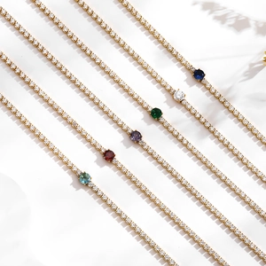 Titanium tennis bracelet with sparkling round zircons in various vibrant colors