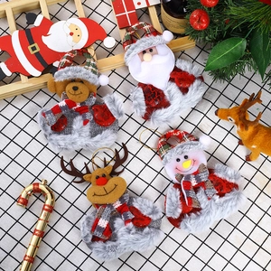 Set of 4 Christmas plush ornaments featuring Santa, Bear, Reindeer, and Snowman for trees