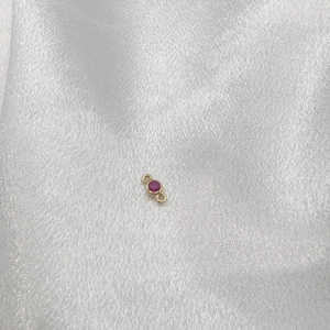 S925 sterling silver round pink crystal connector with gold plated double hangers for DIY