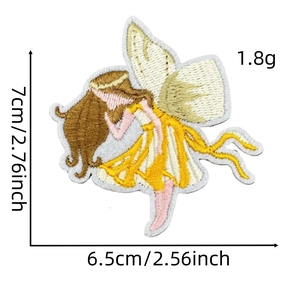 Cute fairy embroidered patch for children clothing with dimensions 7x6.5cm